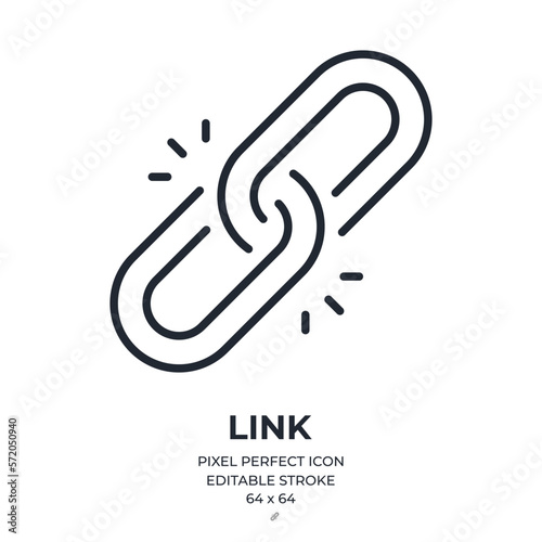Chain link editable stroke outline icon isolated on white background flat vector illustration. Pixel perfect. 64 x 64.