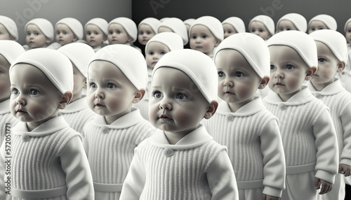 Child clones or androids. Generative AI photo