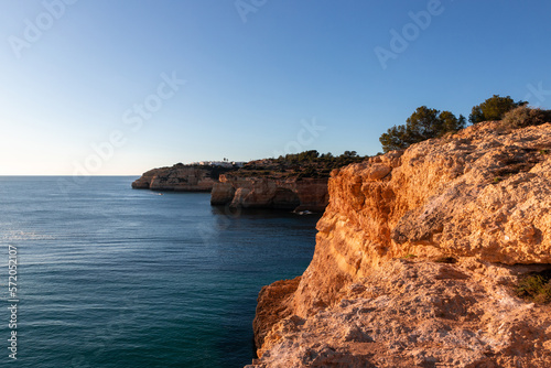 Landscape of the rocky coast of Albufeira Algarve - Portugal