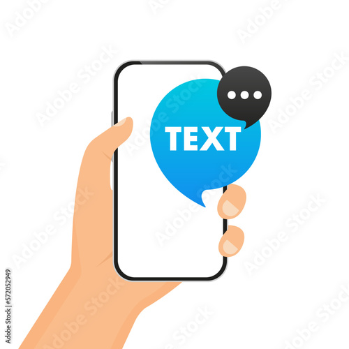 Chat message bubbles icon. Service support. Chat online symbol, app Chat Messaging business concept. Text messages are a person sending text messages on a smartphone. Vector illustration