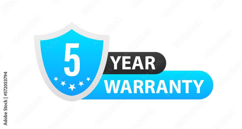 5 year warranty icon, blue, two-year warranty, promotion. Vector illustration 5 year warranty icon, blue, two-year warranty, promotion. Vector illustration