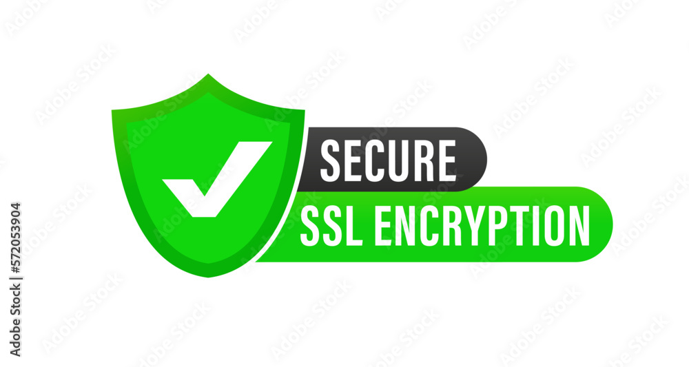 Green secure. SSL encryption. Secure stamp. Flat design vector. Badge, icon, stamp. Icons with tick mark. Vector illustration Green secure. SSL encryption. Secure stamp. Flat design vector. Badge, icon, stamp. Icons with tick mark. Vector illustration