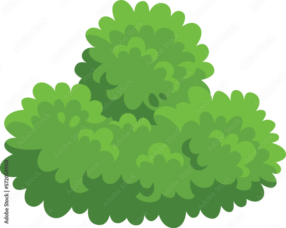 Green foliage icon. Cartoon bush. Game landscape element Green foliage icon. Cartoon bush. Game landscape element