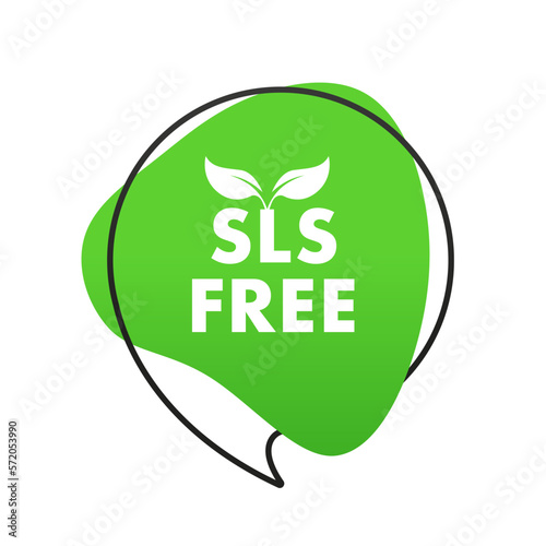 SLS free icon symbol, sulfate sles keratin free stamp symbol. Green icon with sign sls free. Sls free on white background. Vector illustration
