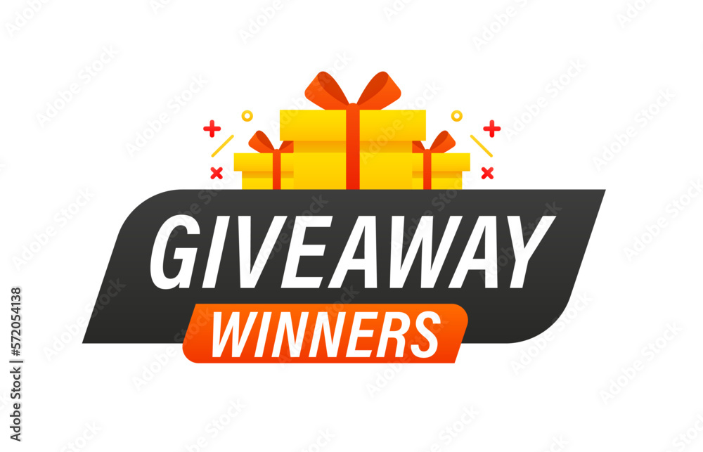 Giveaway winners poster template for social media posting. Gift concept for winners. Social media post template for promotion design. Vector illustration