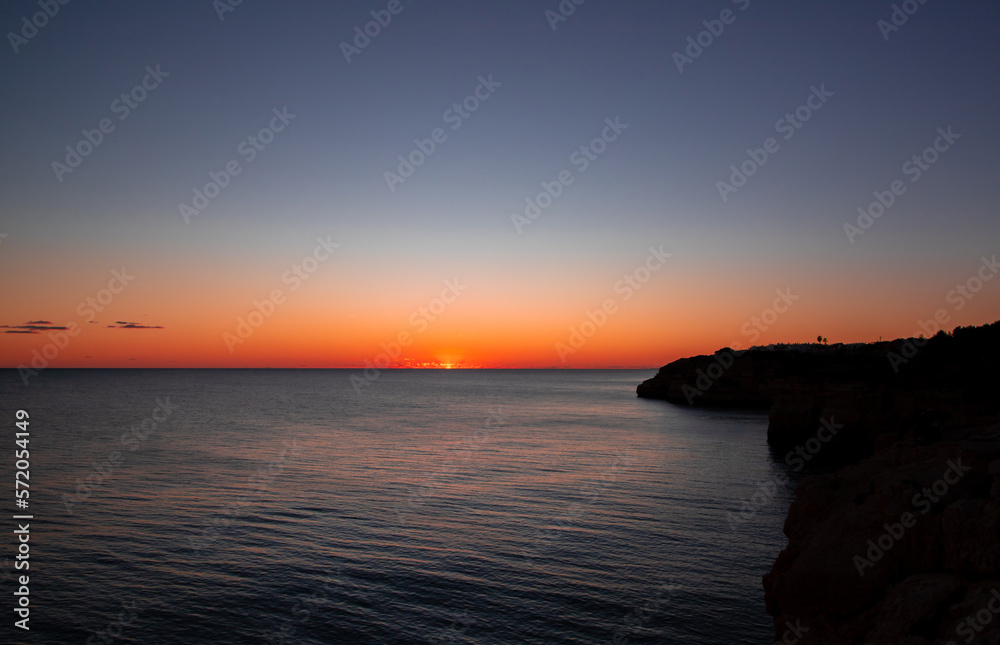 Landscape on the Algarve coast - Portugal after sunset