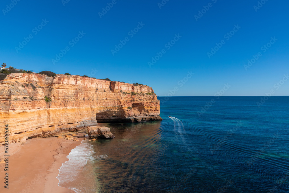 Landscape of the rocky beach in Algavre area - Portugal