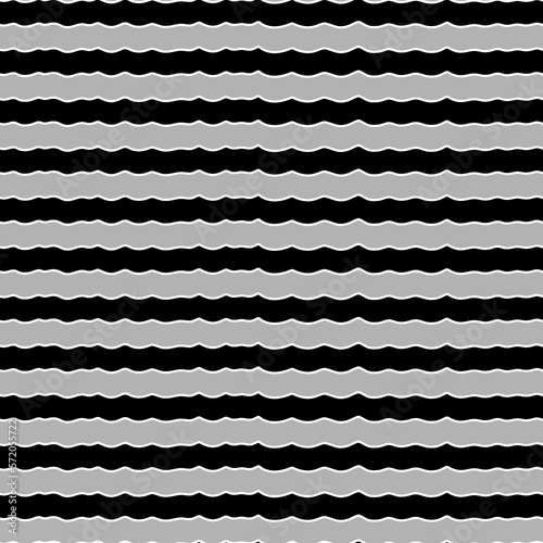 Jagged stripes seamless pattern. Curved lines ornament. Curves print. Striped background. Broken line shapes wallpaper. Linear waves motif. Vector art. Wavy stripe figures. Ethnical textile print.