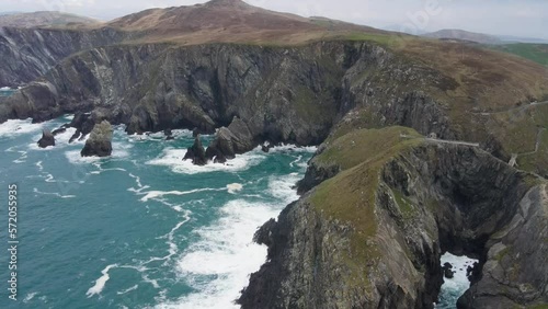 Aerial view of Bridge of Mizen Head in Ireland without people photo