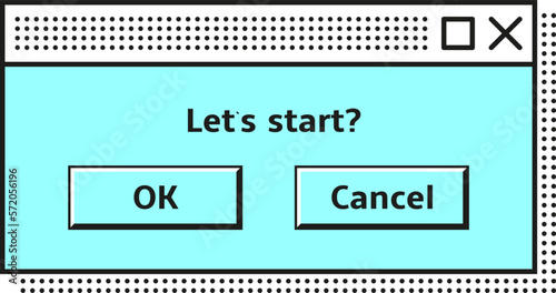 Retro computer interface window. Confirmation message template
