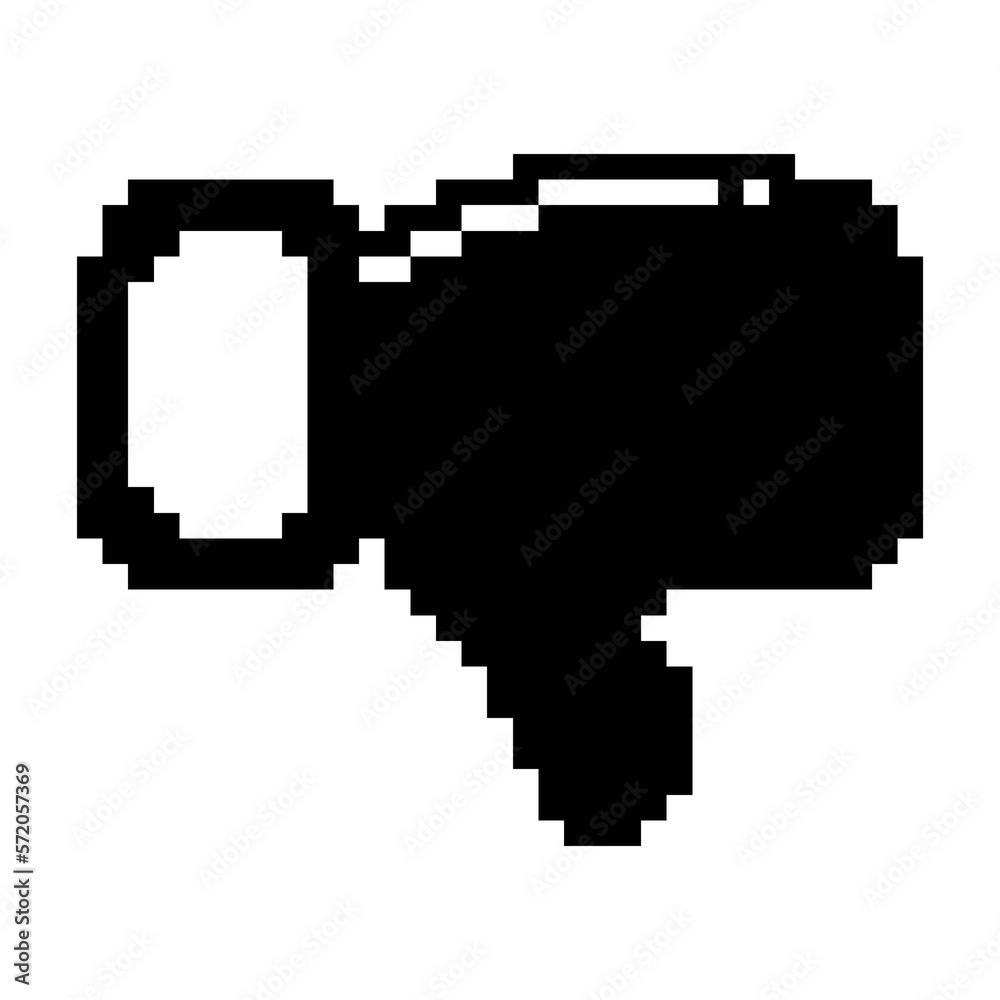Unlike, dislike symbol icon black-white vector pixel art icon