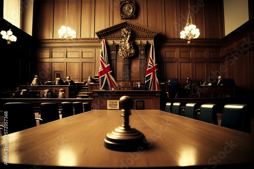 Wallpaper Mural Courtroom England, UK. British flag, Supreme Court of United Kingdom. Scales of Themis, Judiciary, Judge. England Justice, UK Judicial Authority. Appellate of House of Lords. Judicial scales in court Torontodigital.ca