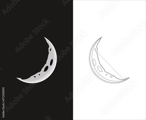 high contrast card of a monochrome crescent moon