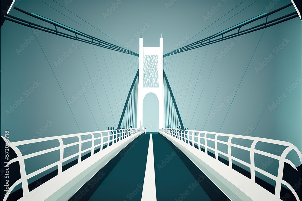 Fototapeta premium Bridge flat illustration created with Generative AI 
