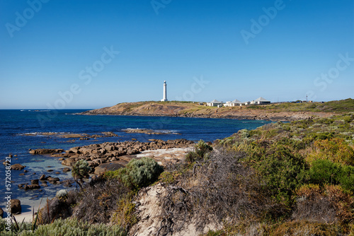 Cape Leeuwin Lighthouse located on the headland of Cape Leeuwin, the most south-westerly point on the mainland of the Australian Continent in Western Australia.