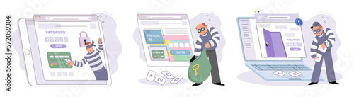 Concept of hacker attack, fraud investigation, internet phishing attack. Fraud prevention. Internet user open scam email. Stealing privacy account and password. Cyber criminal stealing personal data