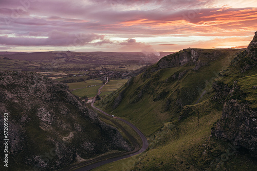 Winnats pass at sunrise