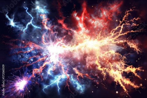 abstract wallpaper fire and lightning storm explosions fractal styled, digital art, generative ai