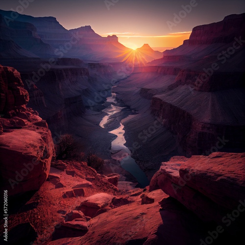 The Grand Canyon at sunrise AI