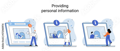 Providing personal information, report your income, claim documents concepts set with person submits reply to inspector. Employer form, earnings statement documents, Tax filing inspector and taxpayer