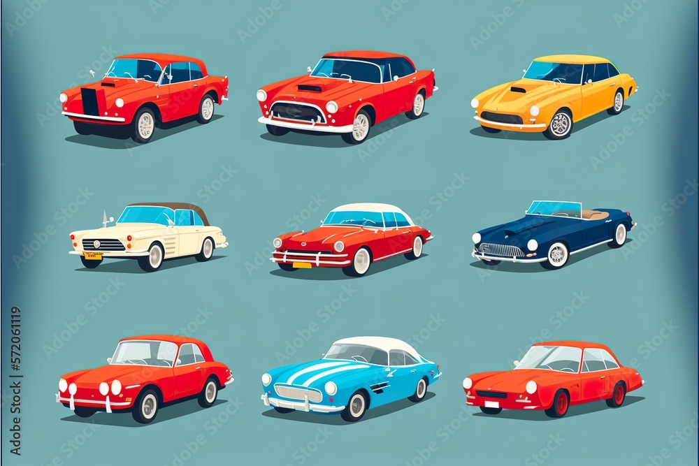 Cars flat illustration created with Generative AI 