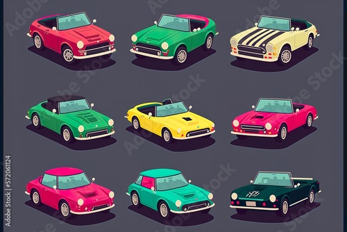 Cars flat illustration created with Generative AI 