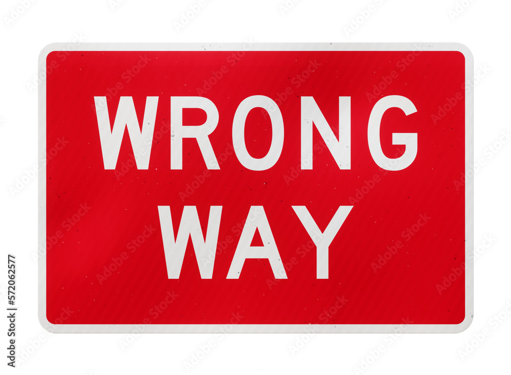 Wrong Way road sign isolated on transparent background. 3D rendering Wrong Way road sign isolated on transparent background. 3D rendering