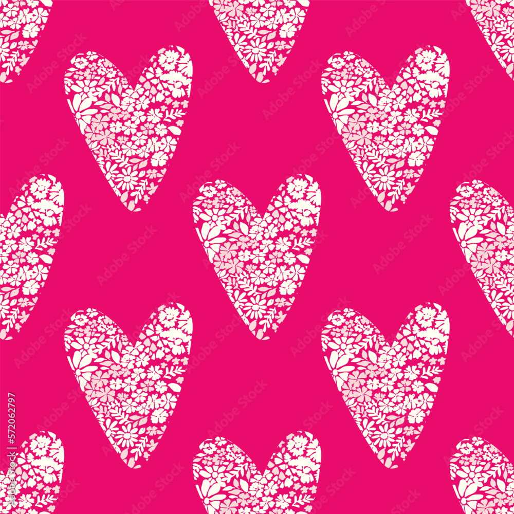 Seamless pattern of hearts from flowers. Seamless pattern of hearts from flowers.