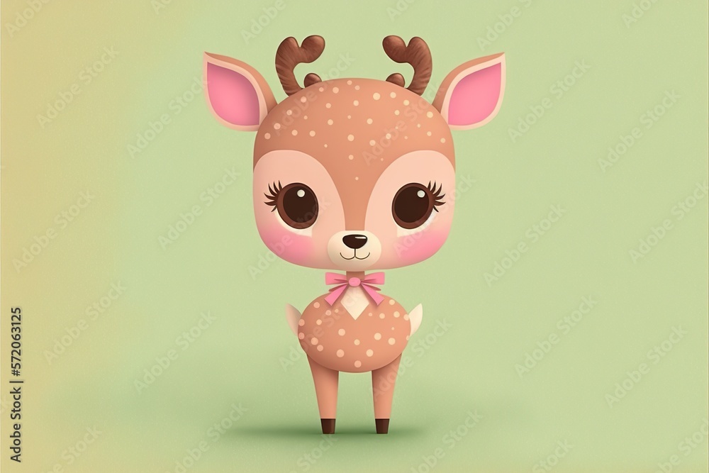 Naklejka premium Cute deer flat illustration created with Generative AI 