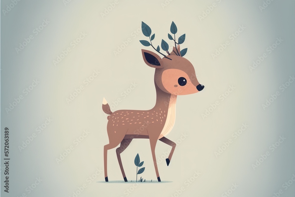 Naklejka premium Cute deer flat illustration created with Generative AI 
