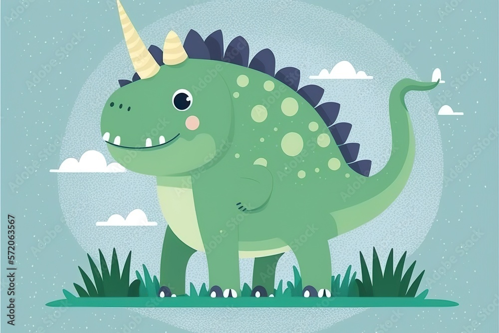 Obraz premium Cute dinosaur created with Generative AI 