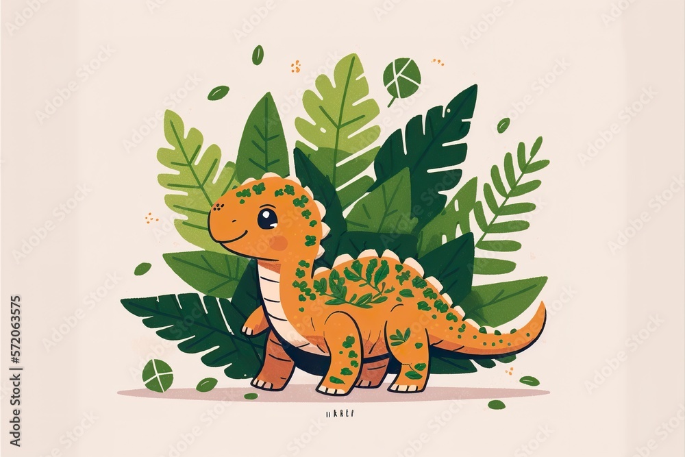 Obraz premium Cute dinosaur created with Generative AI 