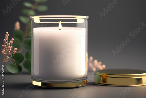 Scented candle jar mockup home decor. Illustration Generative AI