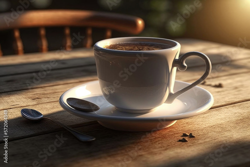 Coffee cup in the morning. Illustration AI Generative