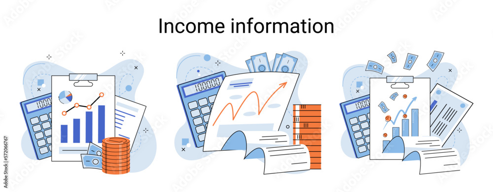 Picture Income Reporting Income information in financial report with charts, business ...