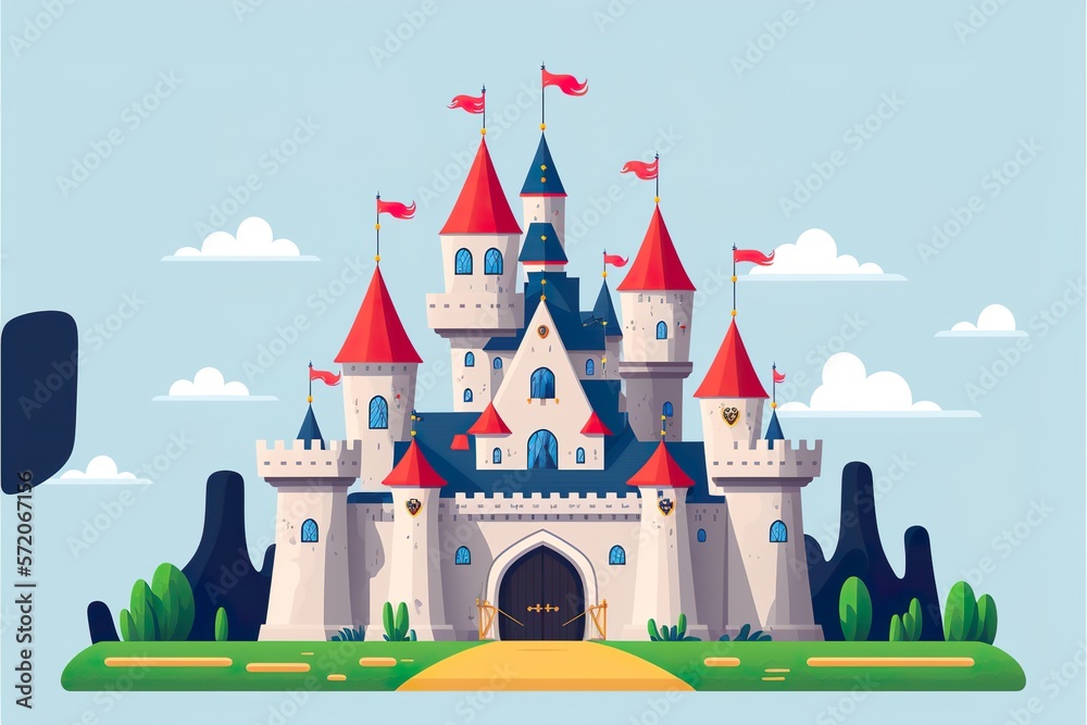 Castle flat illustration created with Generative AI 