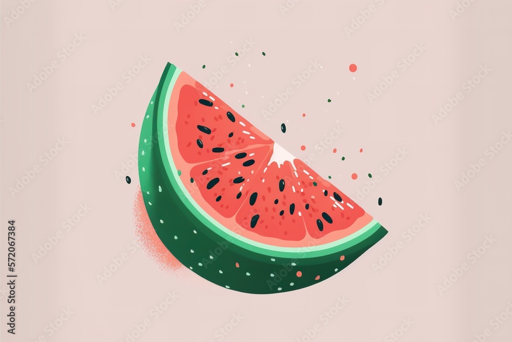 Watermelon flat illustration created with Generative AI Watermelon flat illustration created with Generative AI