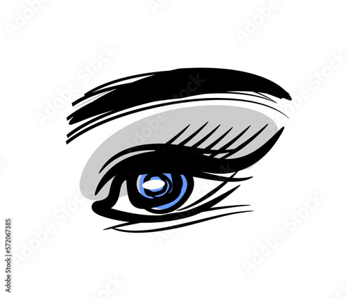 Eye art logo. Look vector logo. Eyebrow permanent tattoo. The look of a woman. Vision icon. Ophthalmology, lenses.