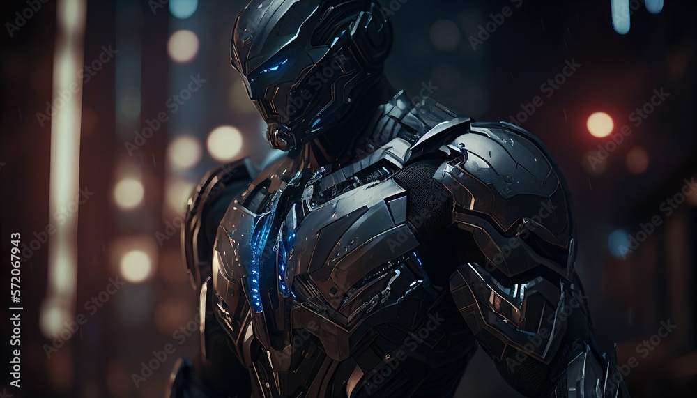 Guardian of the Future: A Battle-Scarred Soldier Stands Watch Over a Vast Sci-Fi Metropolis Guardian of the Future: A Battle-Scarred Soldier Stands Watch Over a Vast Sci-Fi Metropolis