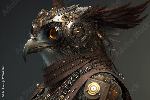 Owl in steampunk style - Generative AI
