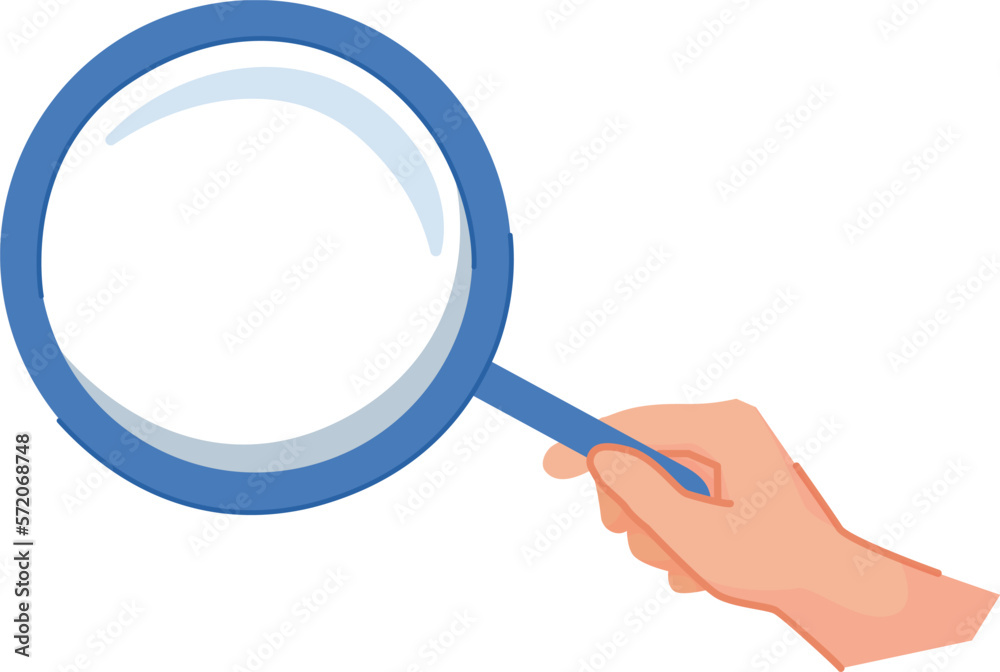 Magnifying glass in hand. Search color icon. Research symbol Magnifying glass in hand. Search color icon. Research symbol