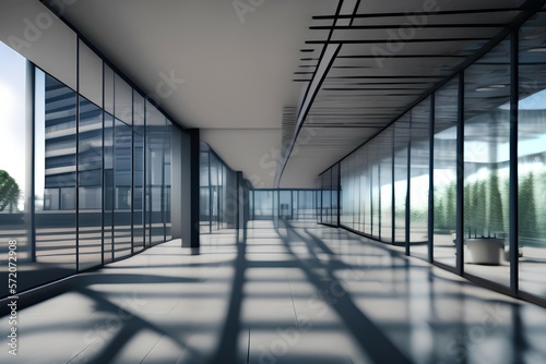 long corridor in office building-Generate AI