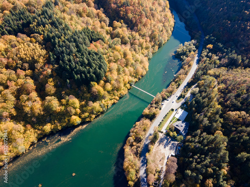Aerial Autumn view of Pasarel reservoir, Bulgaria photo