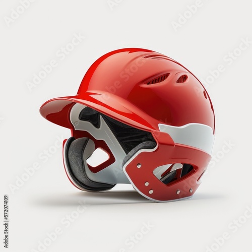 baseball helmet red and white. Digital art. Generative AI