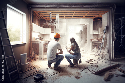 Wallpaper Mural couple of people in a house under renovation real estate construction 
 Torontodigital.ca