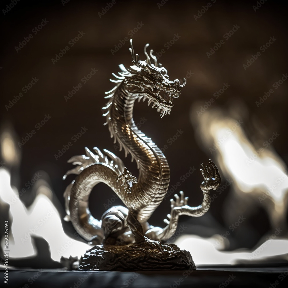 Fototapeta premium Silver Chinese Dragon