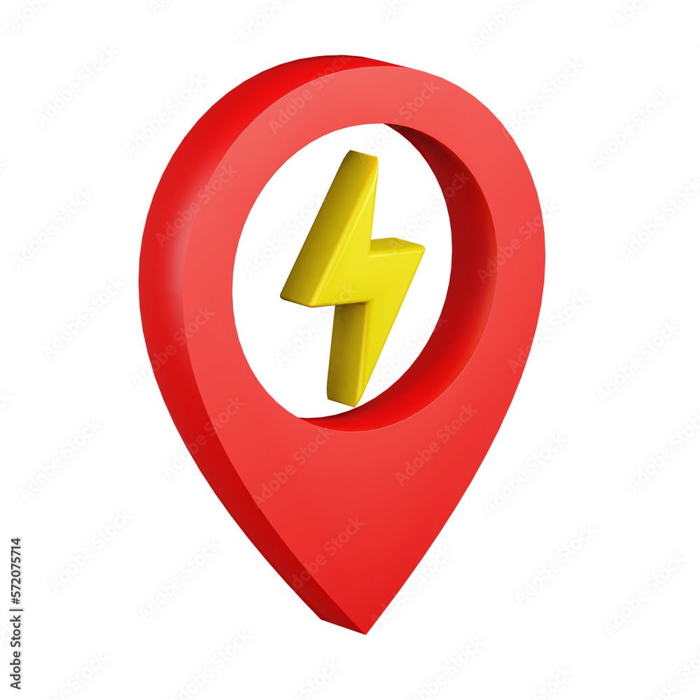 electric vehicle location pin isolated 3d render icon illustration electric vehicle location pin isolated 3d render icon illustration