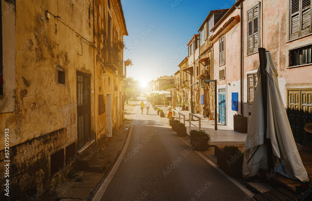 Typical italian village street in summer.