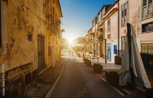 Typical italian village street in summer.