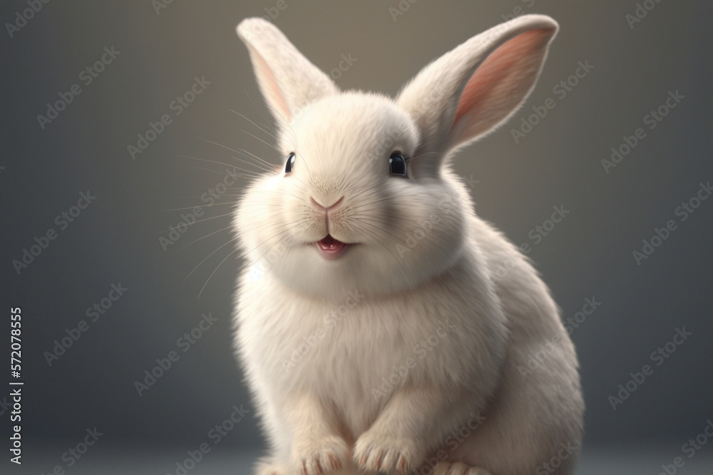 white rabbit smiling on a white background - Easter white rabbit smiling on a white background - Easter